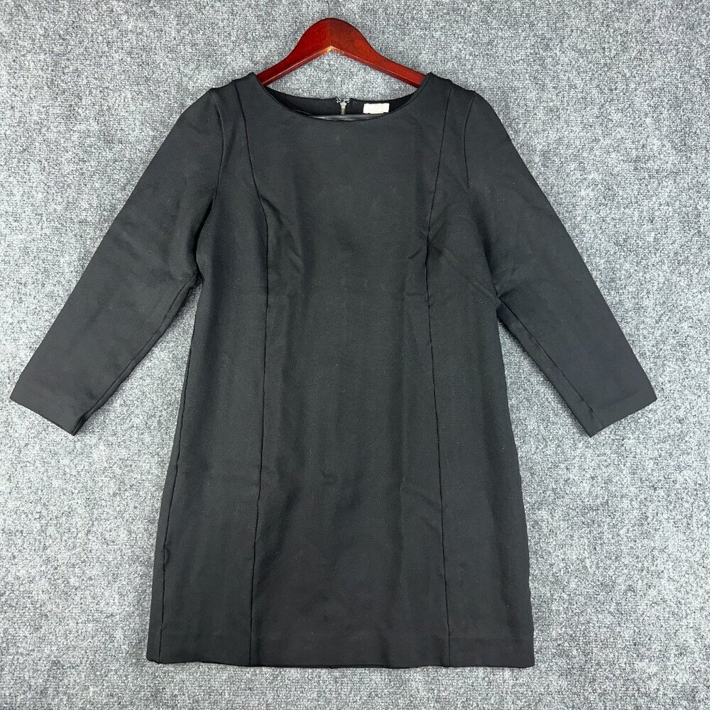 J Crew Dress Womens Small Fitted Shift 3/4 Sleeve Back Exposed Zipper